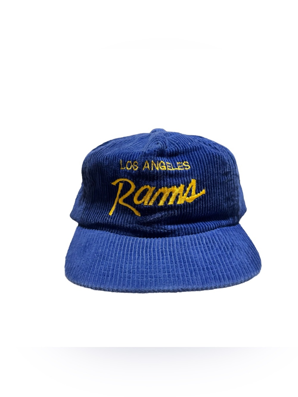 Vintage Los Angeles Rams Sports Specialties Corduroy Script Cap 90s Blue OS
